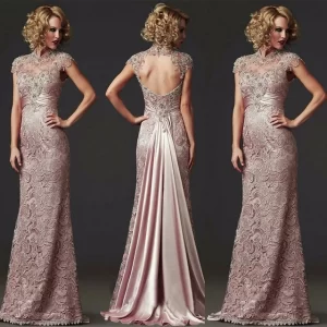 Cap Sleeves Mother Of The Bride Dresses Mermaid Lace Beaded Plus Size Long Groom Mother Dresses For Wedding Customized